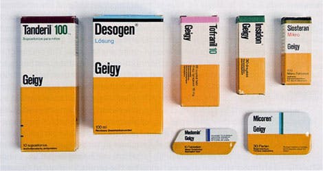 Pharma-Packungen nach 1962.